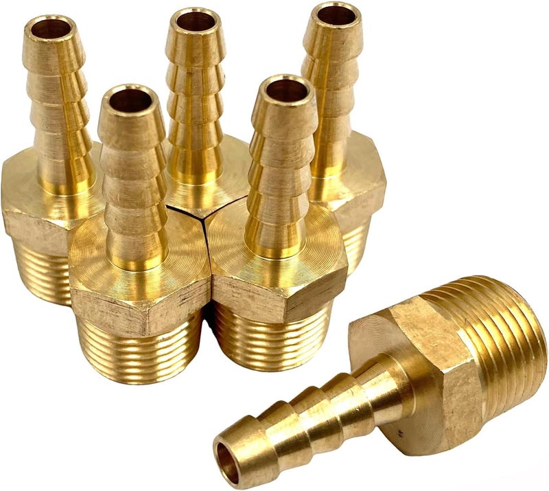Bumugufu 6Pcs 3/8" NPT Male to 1/4" Barb Hose Adapters,1/4" Barb to 3/8" NPT Male Brass Hose Barb Fittings for Water and Fuel System - Image 4